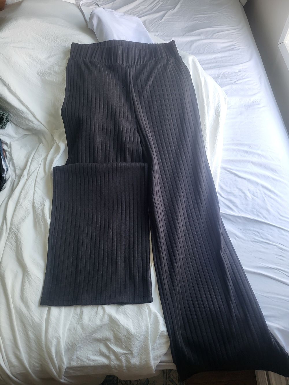 Pink Lily Black Ribbed Wide-Leg Pants - Women